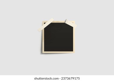 Realistic collage of vintage photos frame border attached to album page with sticky tape editable background vector image