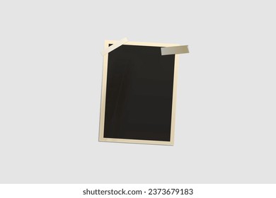 Realistic collage of vintage photos frame border attached to album page with sticky tape editable background vector image