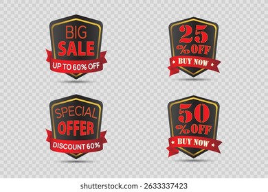 Realistic collection of trade labels and stickers. On a transparent background.