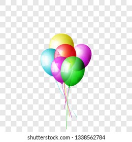 Realistic color balloons set, isolated on transparent background.