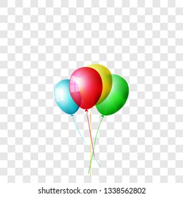 Realistic color balloons set, isolated on transparent background.