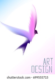 Realistic color bird. Watercolor elements vector illustration.