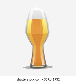 Realistic color cartoon style craft beer glass. Isolated. Vector illustration.