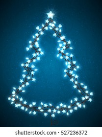 Realistic color garlands, festive decorations. Background with glowing christmas lights, vector illustration.