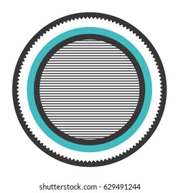 realistic color heraldic circular shape stamp with circles and striped decorative inside vector illustration