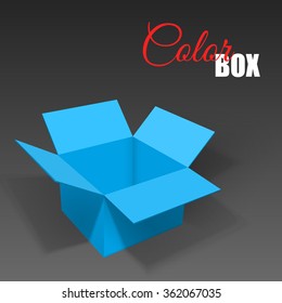 Realistic color open box with shadows. Transportation concept, can be used as logo. Vector illustration. 