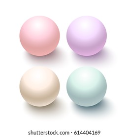 Realistic color pearls vector background. Precious pearl in sphere form.