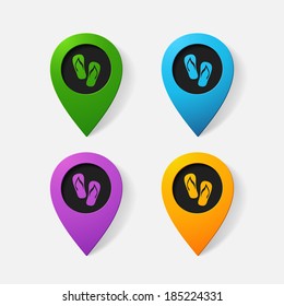 Realistic color pointer: beach flip flops