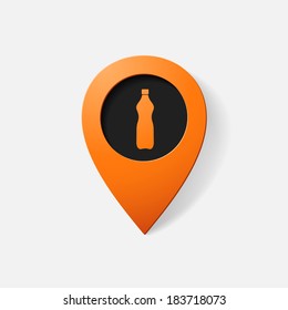 Realistic color pointer: bottle. Isolated illustration icon