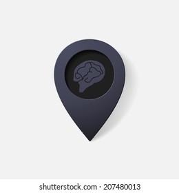 Realistic color pointer: brain. Isolated illustration icon