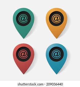 Realistic color pointer: e mail sign. Isolated illustration icon