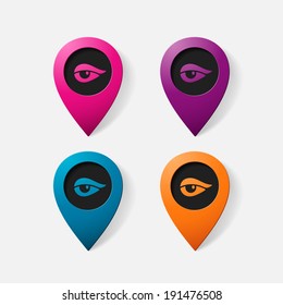 Realistic color pointer: eye. Isolated illustration icon