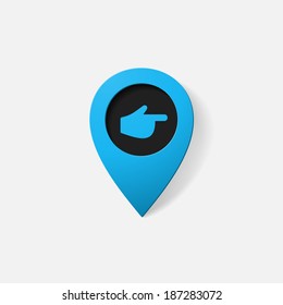 Realistic color pointer: finger to the right. Isolated illustration icon