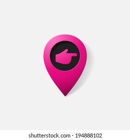 Realistic color pointer: finger to the right. Isolated illustration icon