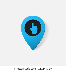 Realistic color pointer: finger up. Isolated illustration icon