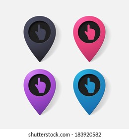 Realistic color pointer: finger up. Isolated illustration icon