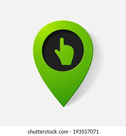 Realistic color pointer: finger up. Isolated illustration icon