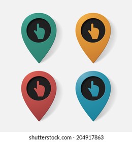 Realistic color pointer: finger up. Isolated illustration icon