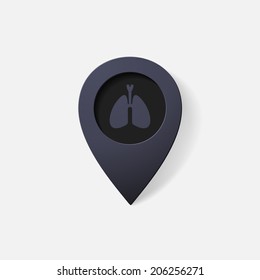 Realistic color pointer: lungs. Isolated illustration icon