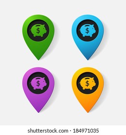 Realistic color pointer: moneybox. pig. 