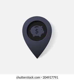 Realistic color pointer: moneybox. pig. Isolated illustration icon