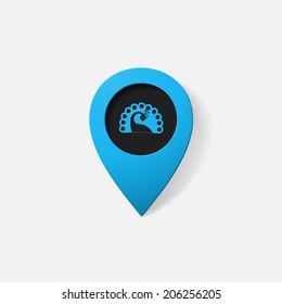 Realistic color pointer: peacock. Isolated illustration icon