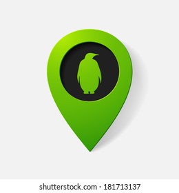 Realistic color pointer: penguin. Isolated illustration icon