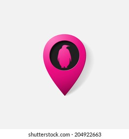 Realistic color pointer: penguin. Isolated illustration icon