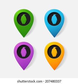 Realistic color pointer: penguin. Isolated illustration icon