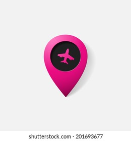 Realistic color pointer: plane. Isolated illustration icon