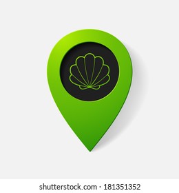 Realistic color pointer: shell. Isolated illustration icon