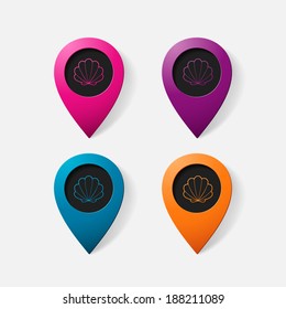 Realistic color pointer: shell. Isolated illustration icon