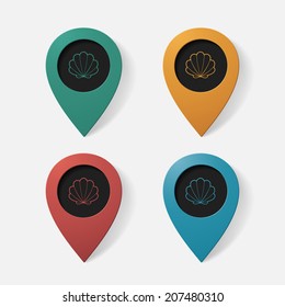 Realistic color pointer: shell. Isolated illustration icon