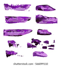 realistic color vector brush strokes of paint on white background 
