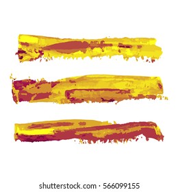 realistic color vector brush strokes of paint on white background 