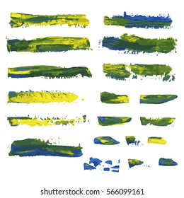 realistic color vector brush strokes of paint on white background 