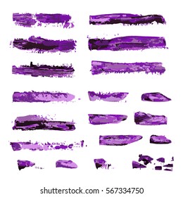 realistic color vector brush strokes of paint on white background 