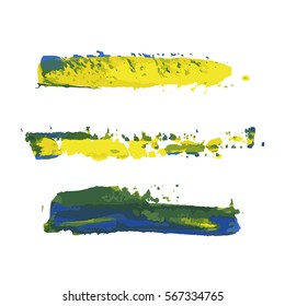 realistic color vector brush strokes of paint on white background 