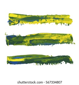 realistic color vector brush strokes of paint on white background 