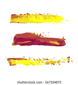 realistic color vector brush strokes of paint on white background 