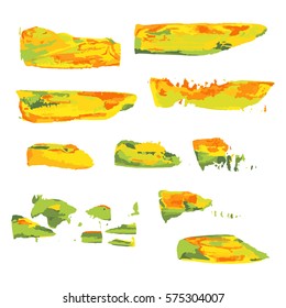 realistic color vector brush strokes of paint on white background 