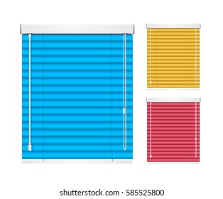 Realistic Color Window Jalousie Roller Shutters Blind Closed View for Home and Office. Vector illustration
