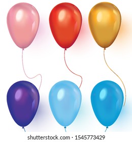 Realistic colored balloons on white background. Vector illustration