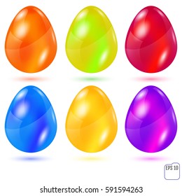 Realistic colored glasses easter eggs on white background. Vector illustration. For your business project.