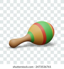 Realistic colored maracas. Traditional wooden percussion musical instrument