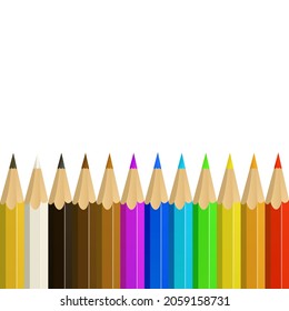 Realistic colored pencils as a pattern or background. Vector illustration.