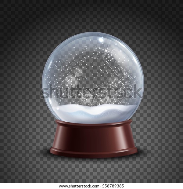 Realistic colored\
snow globe composition on transparent background with shadows and\
lights vector\
illustration