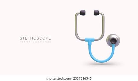 Realistic colored stethoscope. Mechanical tool of cardiologist, pulmonologist, therapist, pediatrician. Health control symbol. Concept for store of medical accessories. Advertising services