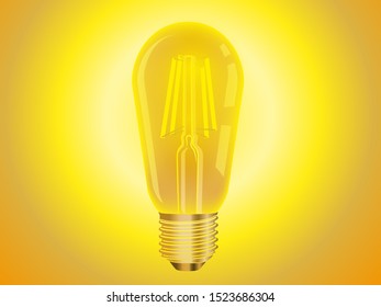 Realistic and colored vintage glowing light bulbs transparent set with included lamps in loft style vector illustration