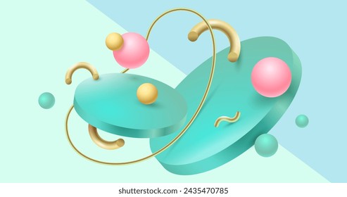 Realistic colorful 3d shapes floating background vector design in eps 10